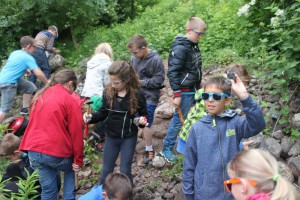 Kinder im steinbruch